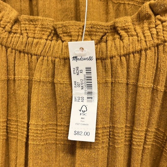 Madewell Sophia Textured Plaid Puff Sleeve Blouse XS Mustard - Picture 6 of 8